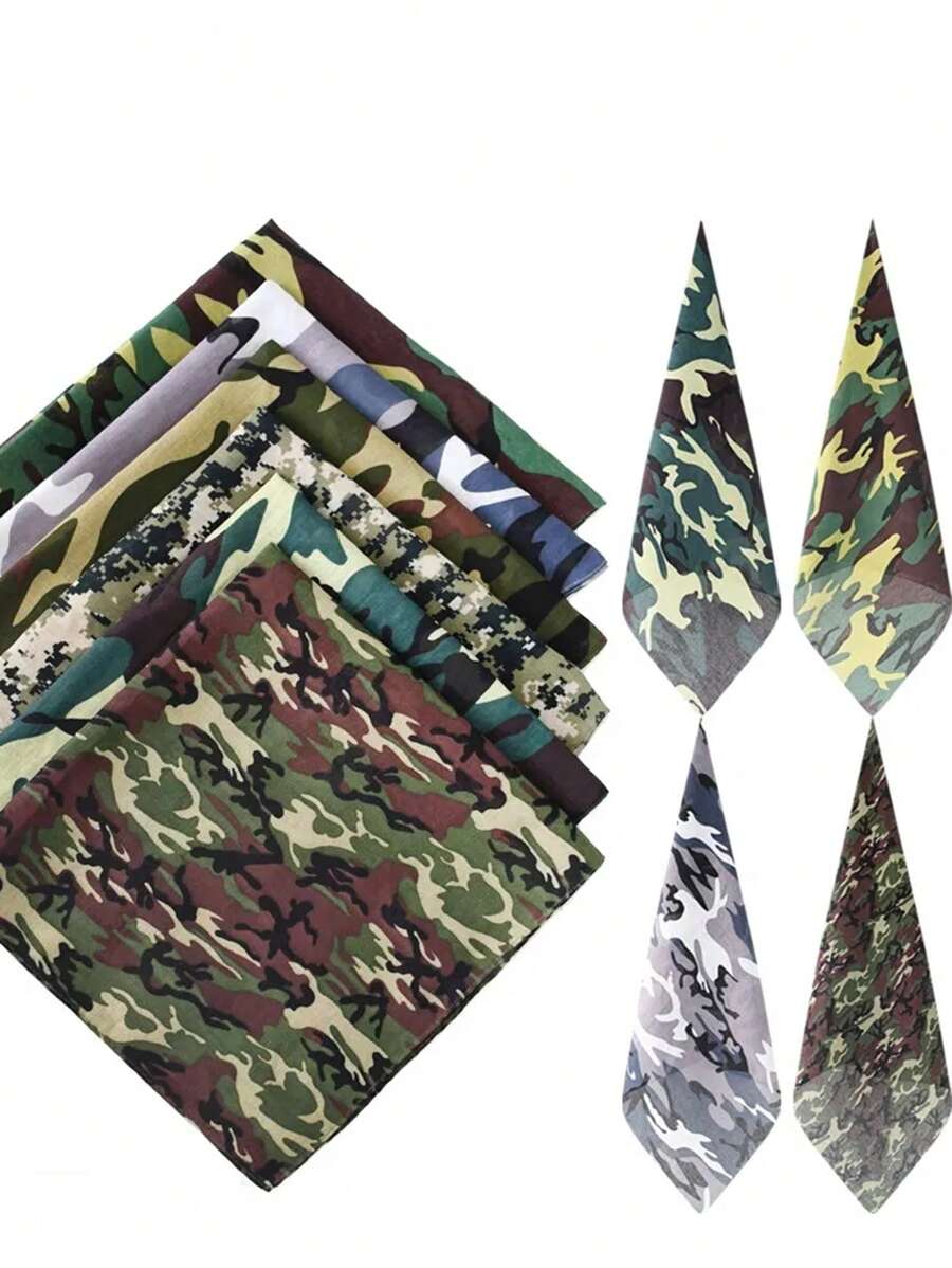 1pc Women Scarves Bohemian Style Vintage Camouflage Print 53cm Bandana Headband, Fashionable Sports Towel And Casual Scarf, Suitable For Outdoor Activities,School Silk Scarves