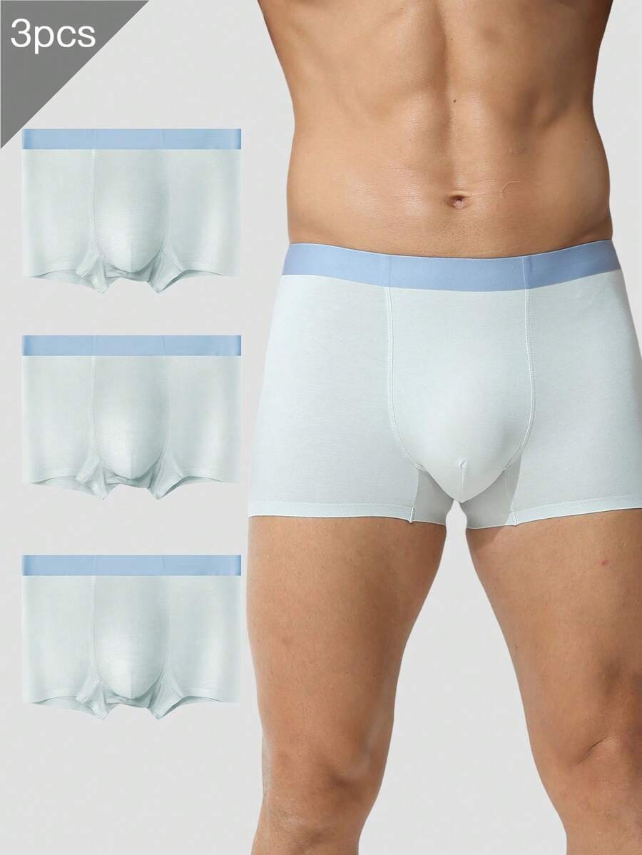 Paquete de 3 calzoncillos de hombre sin costuras, antibacterianos, transpirables en la entrepierna, ligeros para verano