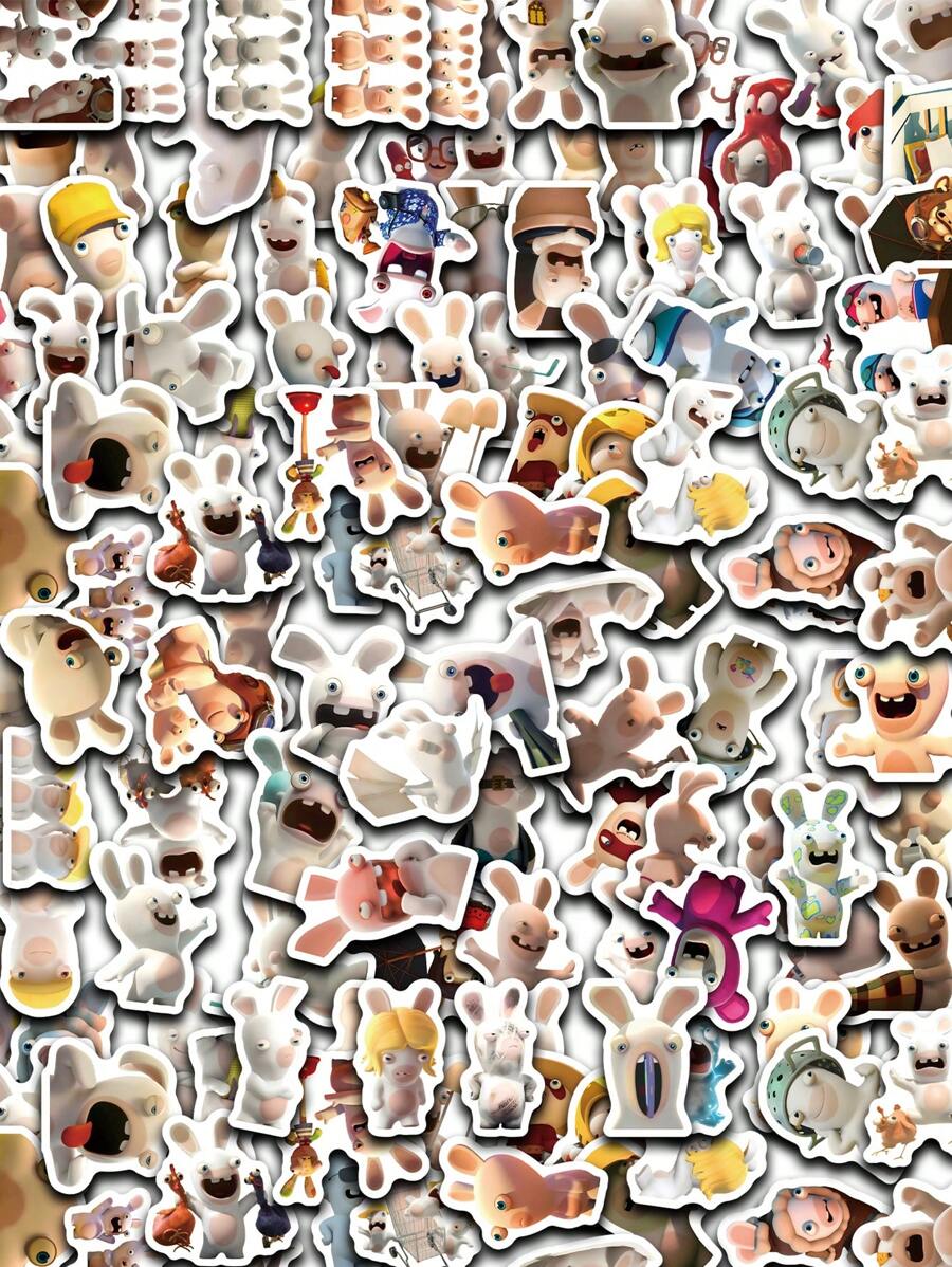 110 piezas de Pegatinas de dibujos animados lindos, pegatinas creativas de conejo loco, pegatinas lindas de bricolaje, apropiadas para scrapbooks, parachoques, cascos, decoración de pegatinas para portátil