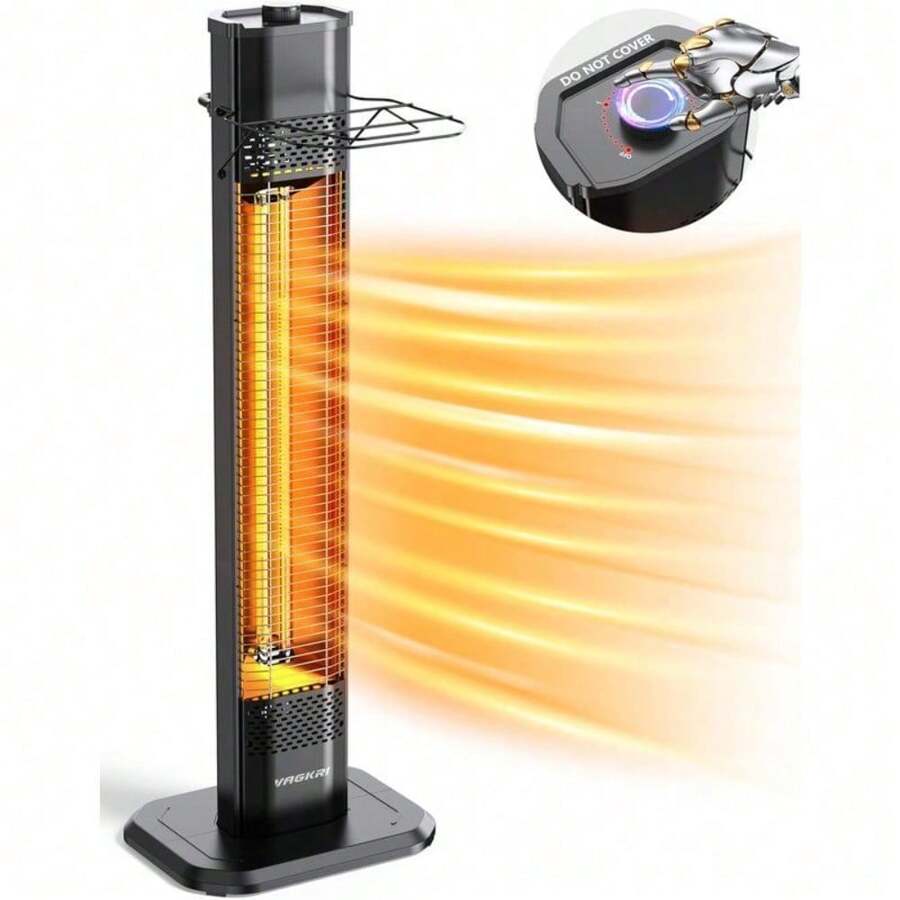 Fan Heater, 1500W 36inch Indoor Heater With 3 Heating Levels, Tip-Over & Overheat Protection, IPX5 Waterproof Tower Space Heater For Patio Backyard Garage Restaurant Home /Portable Electric Heater