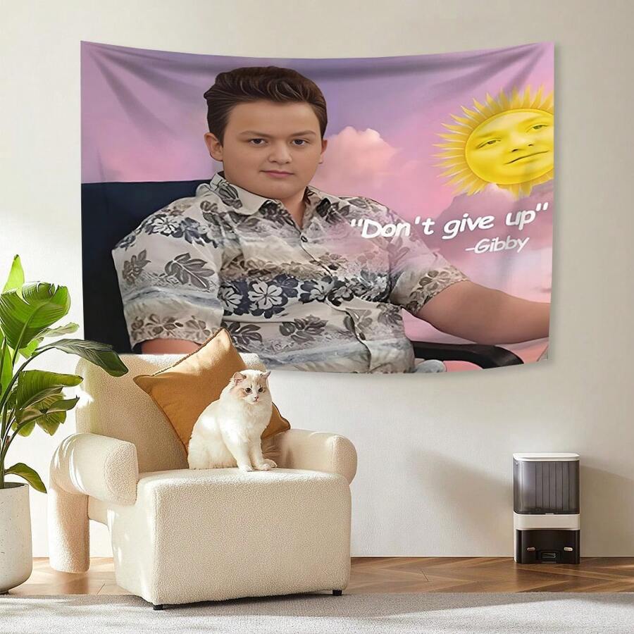 Arazzo con stampa motivazionale e divertente meme "Don't Give Up", con quattro decorazioni in ottone, adatto per decorare college, bar, stanza da uomo, camera da letto di fraternità e camera con stile estetico