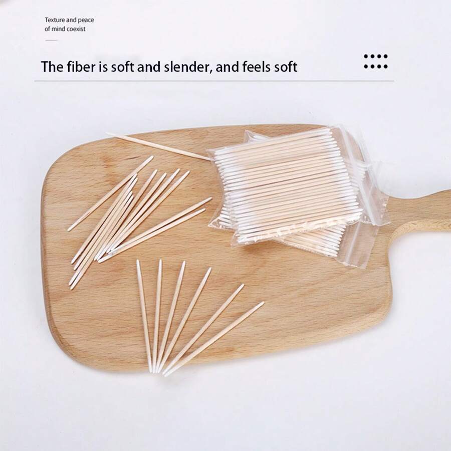100/200/300//400/500/600/1000/UNIDADES Palitos de madera de doble cabeza para limpiar esmalte de uñas, herramienta de belleza de doble punta pequeña para tatuar cejas y maquillaje, aproximadamente 100 unidades/paquete (1/2/3/4/5/6/10/20 paquetes para el método de empaque)