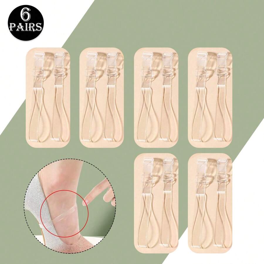 6 Pairs Adjustable Invisible Transparent Shoelaces For High Heels, Elastic Non-Slip Shoelaces For Dance Shoes