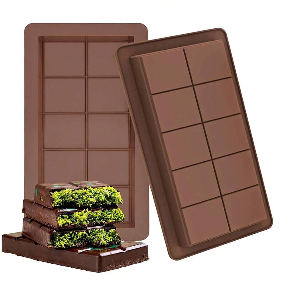 1/2/3pcs Thick Chocolate Bar Silicone Mould, Heat Resistant Non-Stick Chocolate, Candy, Mousse, Cake Decoration Baking Mould, DIY Handmade Soap, Candle, Epoxy Resin Crafts