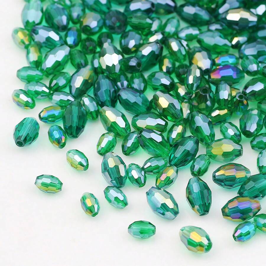 100/200 bucăți 4x6mm/6x8mm AB culoare verde măsline mărgele rotunde de sticlă plate pentru realizarea de bijuterii, meșteșuguri și accesorii