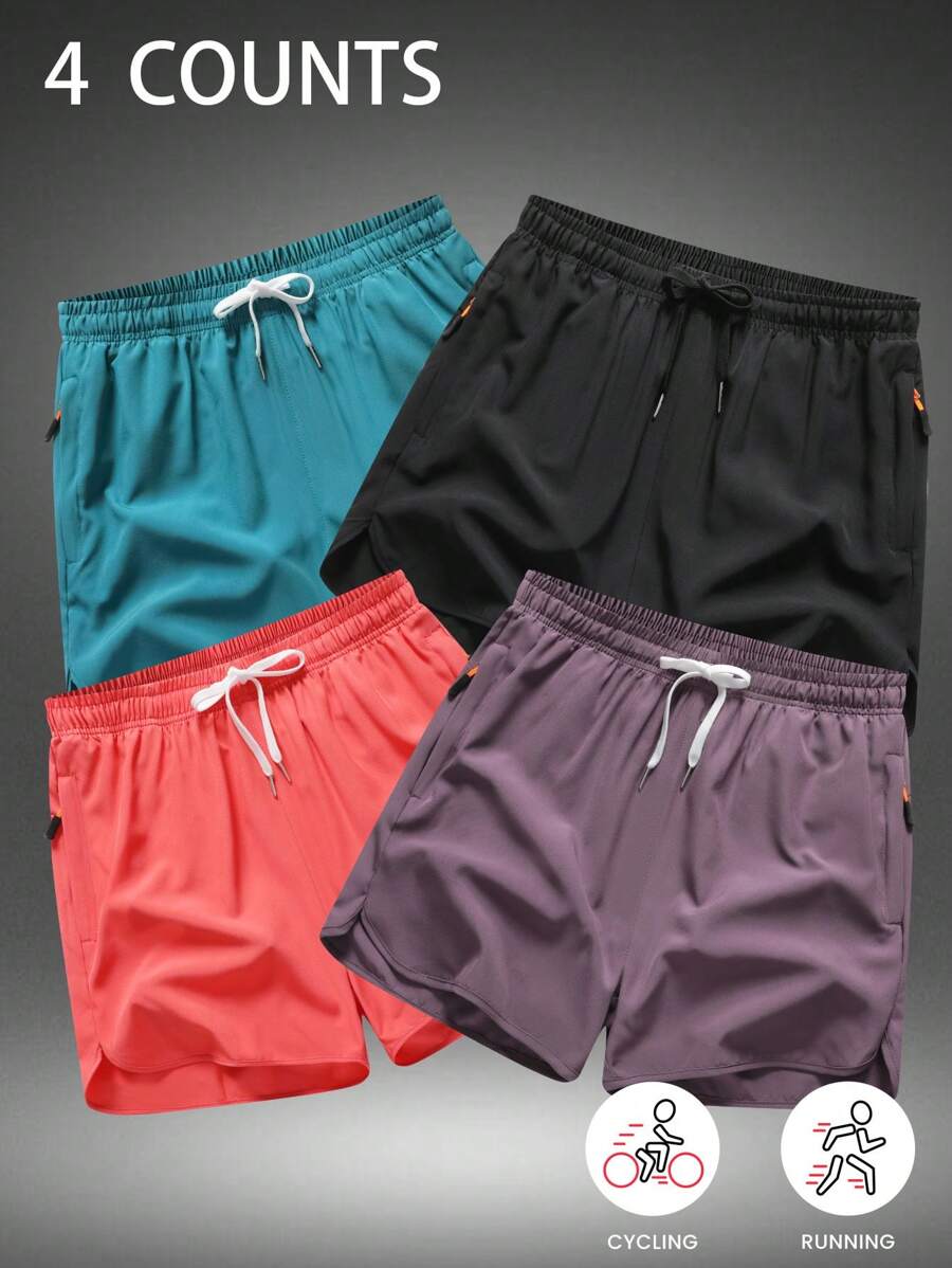 Set de 4 pantalones para hombre de verano, nuevos, de seda de hielo, con pantalones cortos de secado rápido, pantalones de pijama elásticos para ejercicios, aptos para baloncesto 3/4