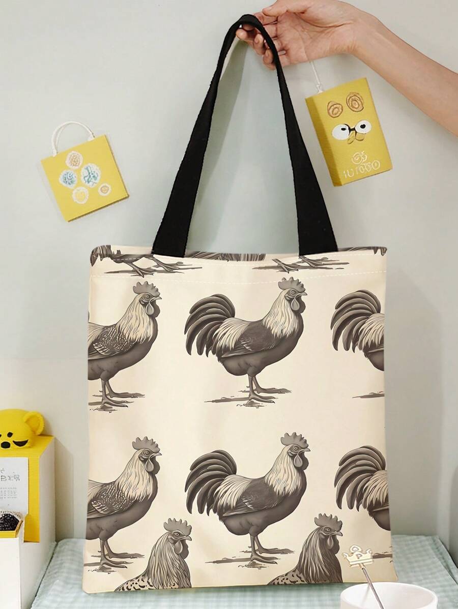 Animal Pattern Double-Sided Printed Shoulder Handbag Printed Handbag Casual Travel Beach Bag Large Capacity Reusable Shoulder Shopping Bag Women's Casual Shoulder Bag Handbag Large Capacity Canvas Beach Bag Handbag Shopping Bag Printed Women's Grocery Shoulder Bag