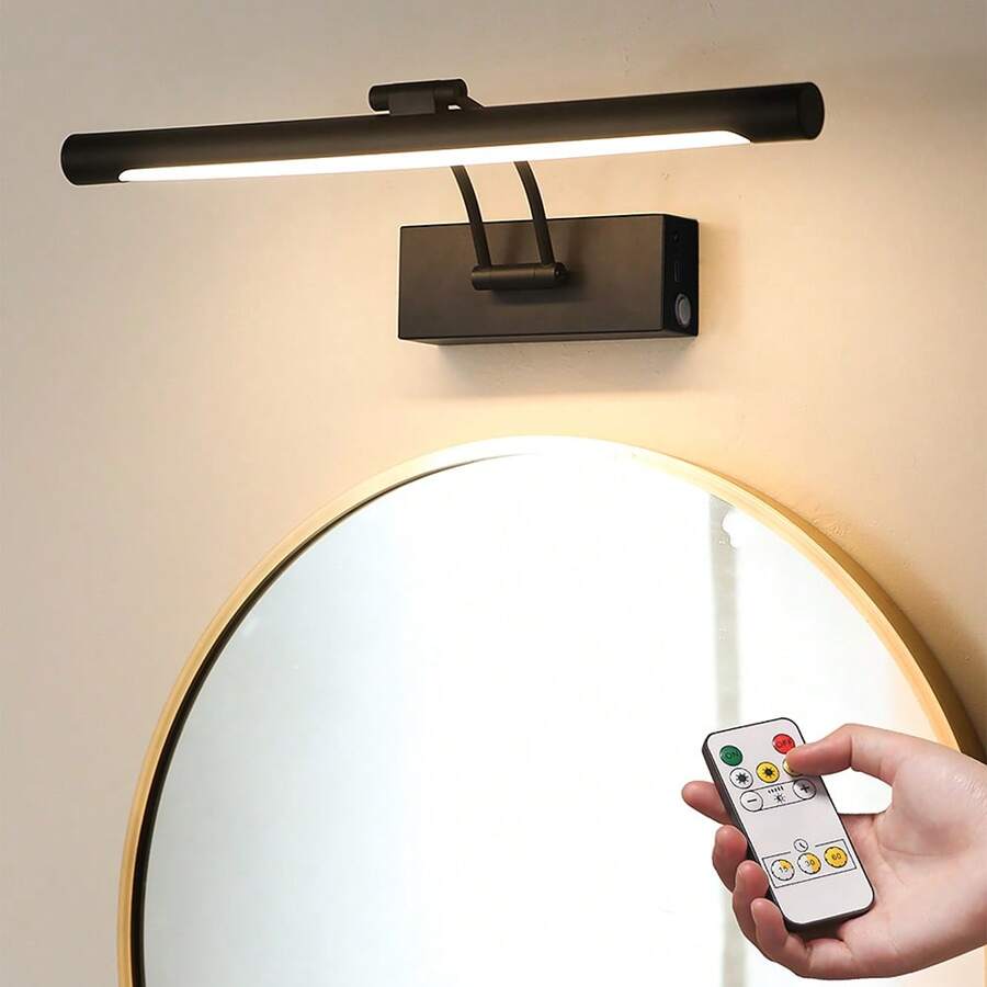 1pc LED Iron Touch Switch Wall Light Battery Powered Rechargeable Type-C 5V 4400mAh Wireless Wall Lamp Modern Black Gold Fixture Inside Remote Control Dimming Sconce For Bedroom Living Room Study Mural Lamp
