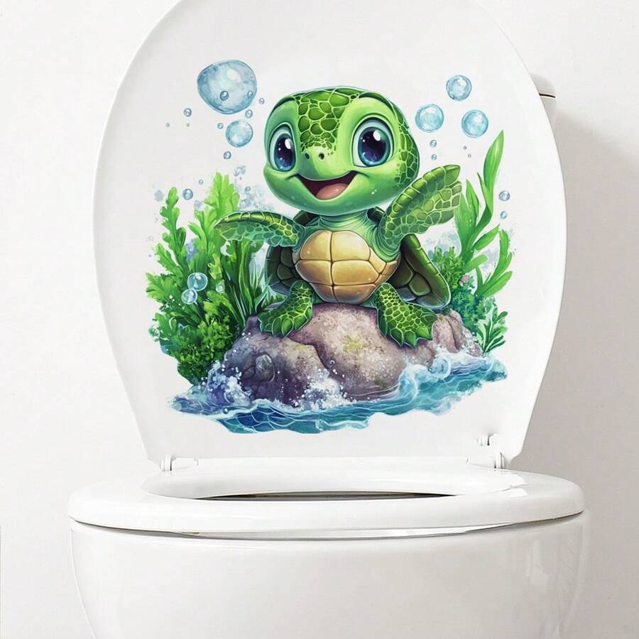 Pegatinas de pared con diseños de tortugas de dibujos animados de la serie de vida marina, impermeables, para decoración de habitaciones de niños, salas de estar, baños, dormitorios y talla grande, regalos ideales para cumpleaños, graduación y decoración del hogar.