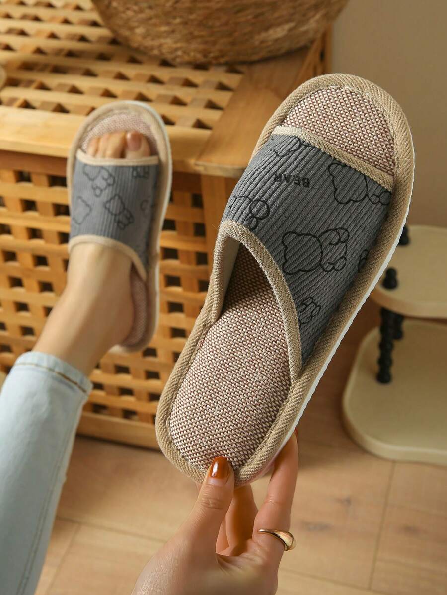 Women's Fabric Linen Slippers, Suitable For Indoor Use Year-Round, Spring/Summer/Autumn/Winter