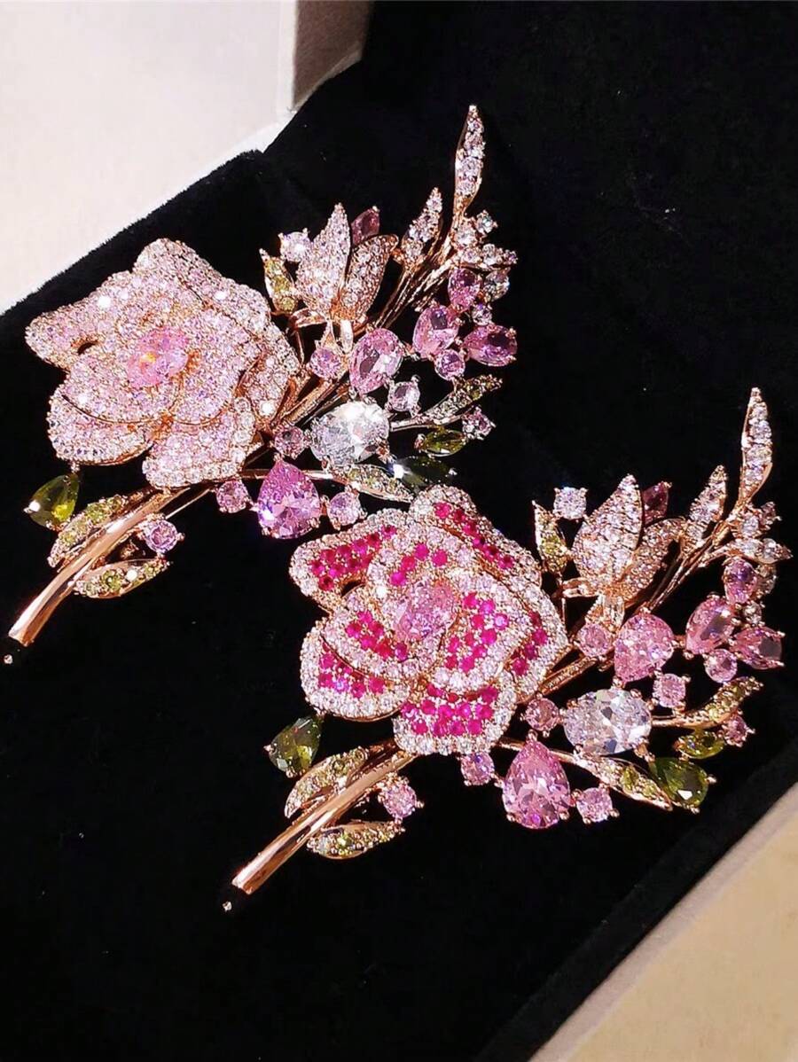 1pc Rose Flower Brooch, Elegant Versatile Dress Accessory For Women