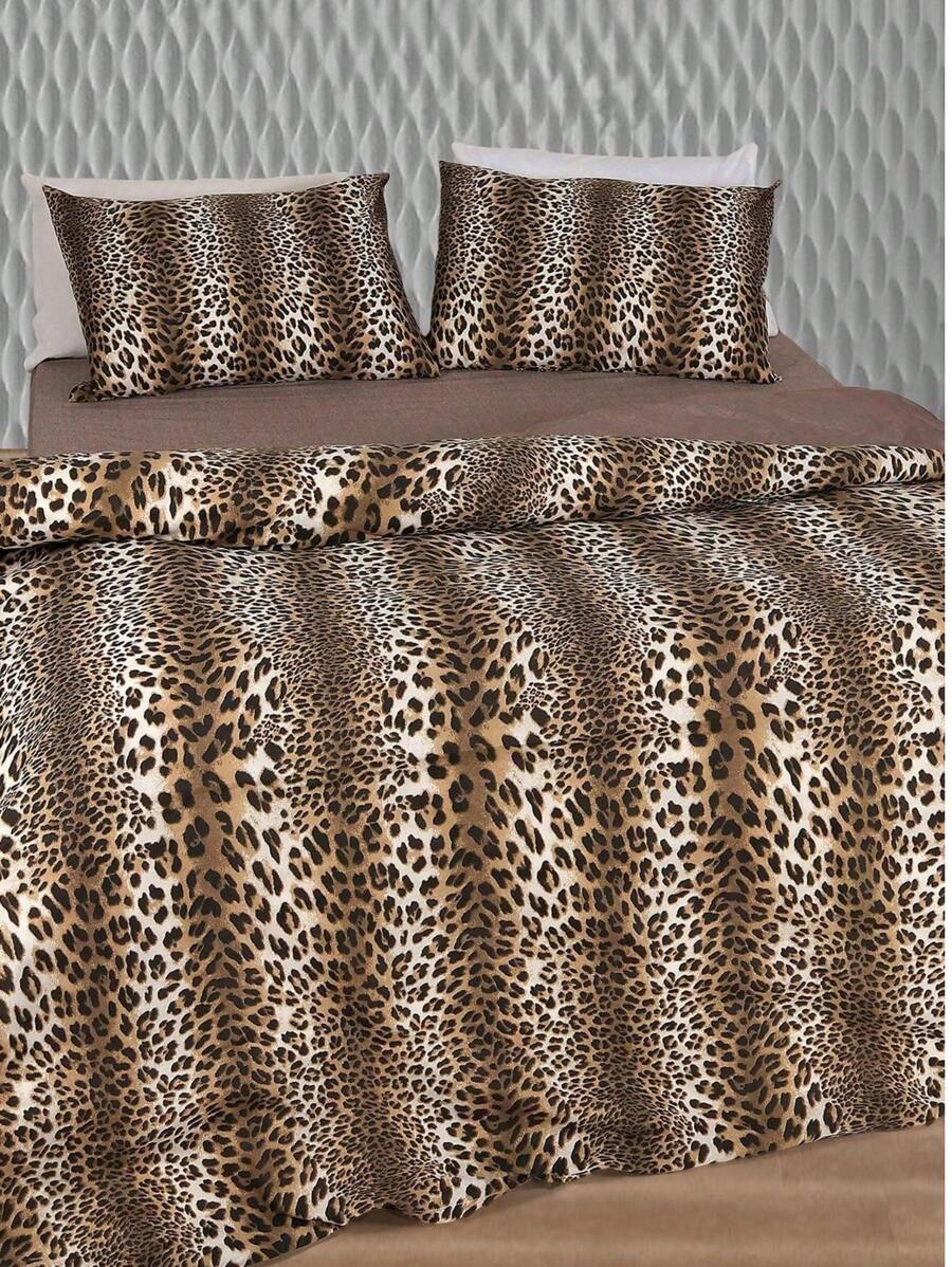 Set copripiumino a motivo leopardato elegante ZNP, 3 pezzi, in cotone turco ZNP casa | Set copripiumino matrimoniale da 2-3 pezzi | Set copripiumino 160x220 con 1 pezzo e federa 50x70 | Set copripiumino 200*220 con 2 federe, SENZA LENZUOLA
