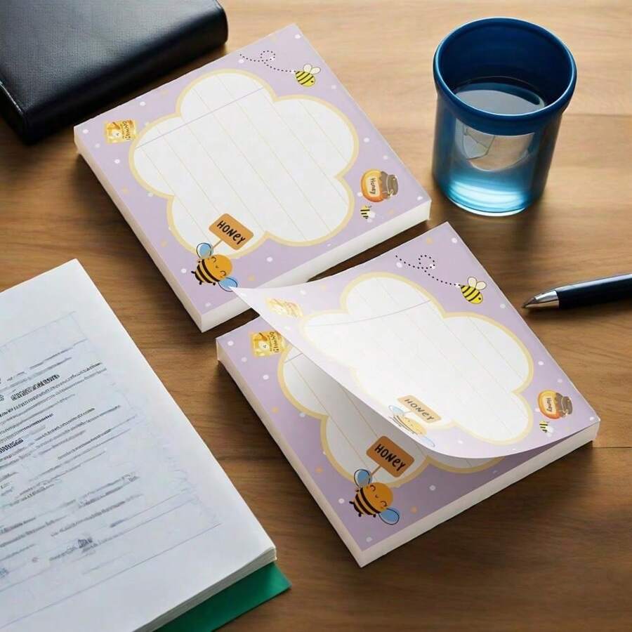 1Pack 50 Sheet Square Bee Notes Sticky Notes For Schools, Offices, And Homes Cute Bee-Themed Stationery For Students, Teachers, And Gifts,School Supplies,Back To School