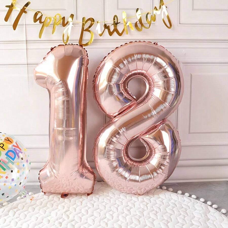 1 pièce Ballon numéro or rose, pour festival, anniversaire, mariage, décoration de fête ou scène, Noël