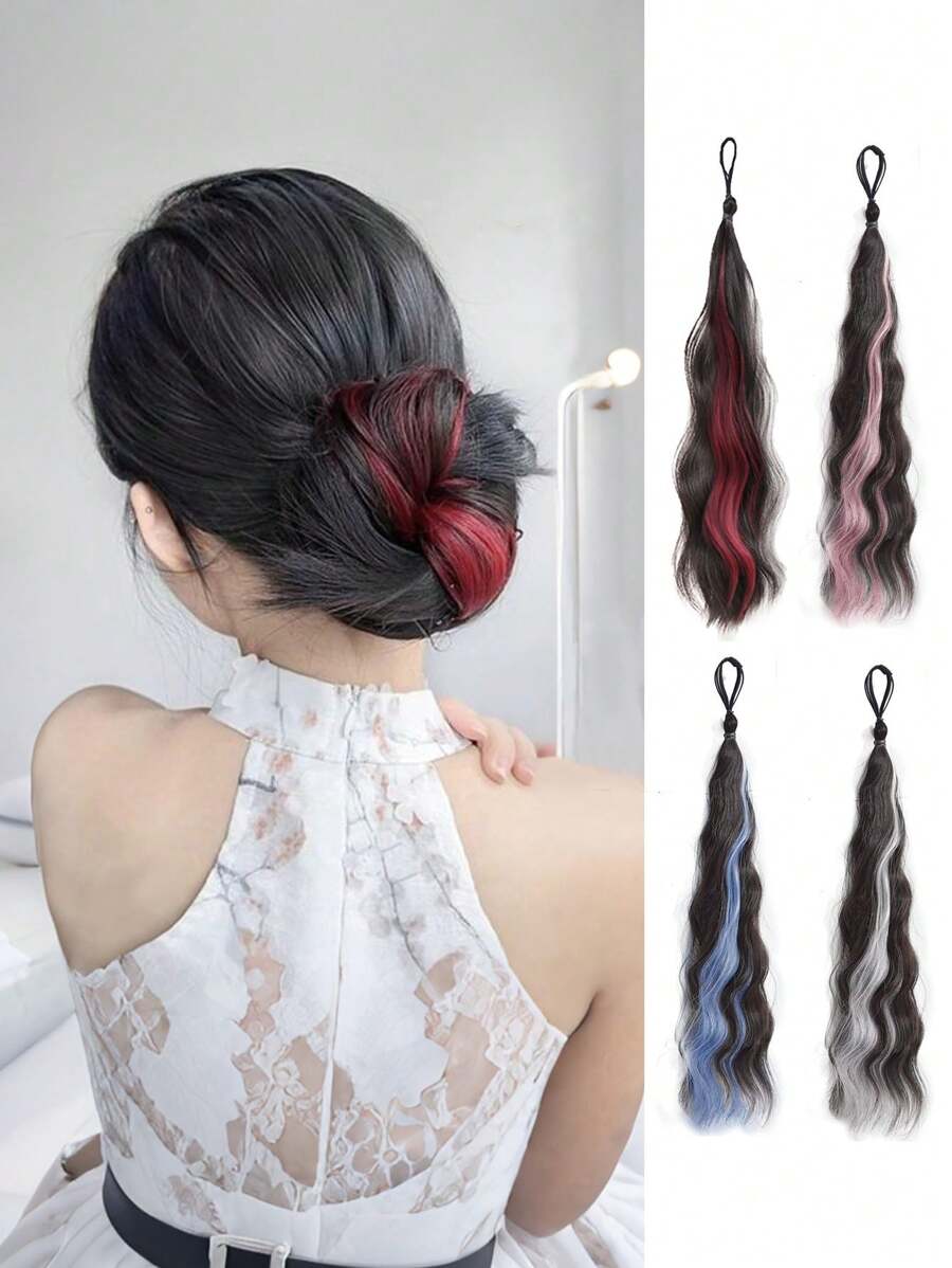45cm Synthetic Self-Curling Ball Head Fake Hair Bundle Female Highlight DIY Bun Increase Hair Volume Flower Bun