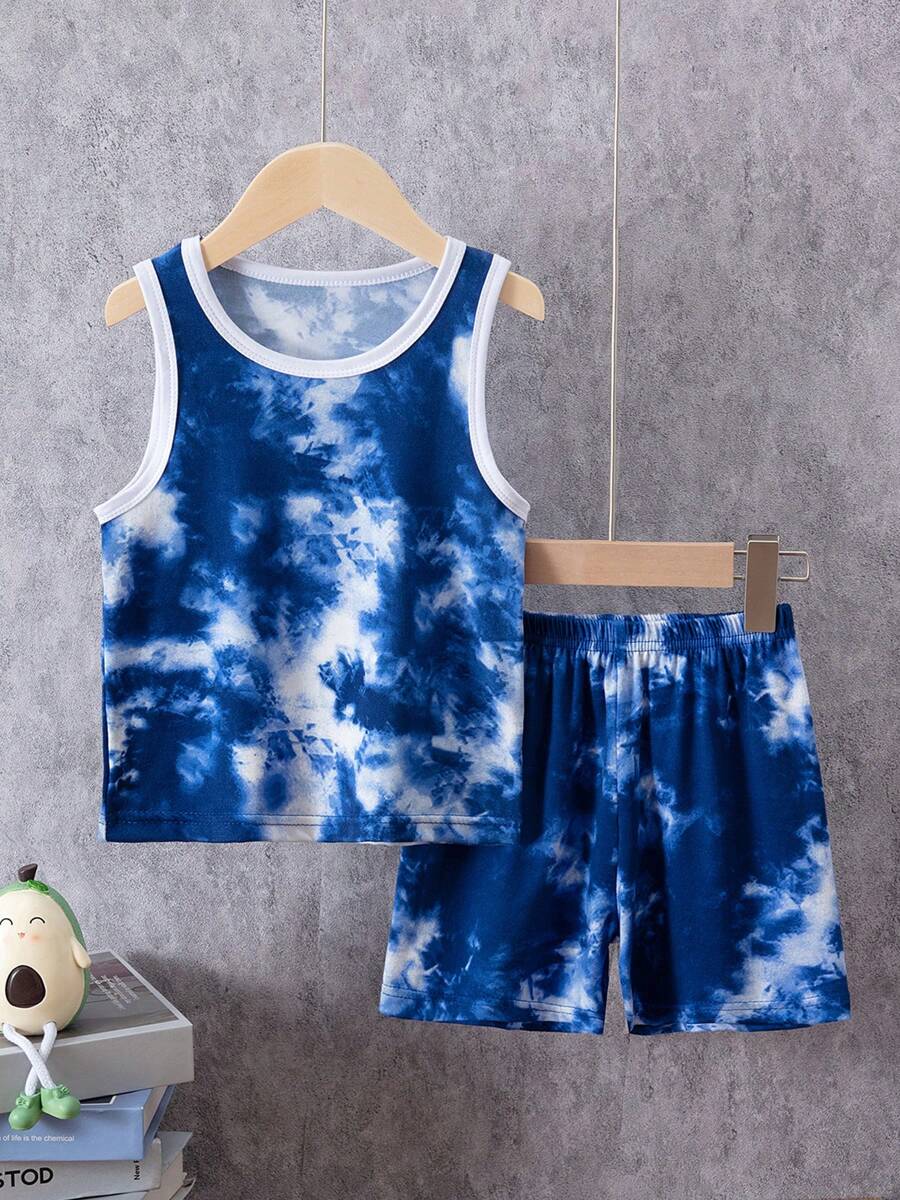 2pcs/Set Kids Boys Sleeveless Top And Shorts Set, Lightweight Casual Outdoor Sports Running Outfit, Suitable For 4-12 Years