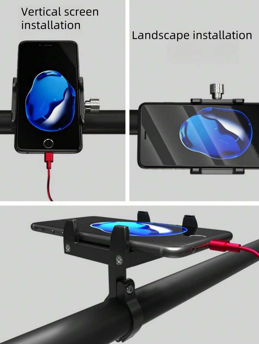 1pc Aluminum Motorcycle/Bicycle Phone Holder, Shock-Proof Mobile Phone Mount Bracket For Delivery/Navigation Use