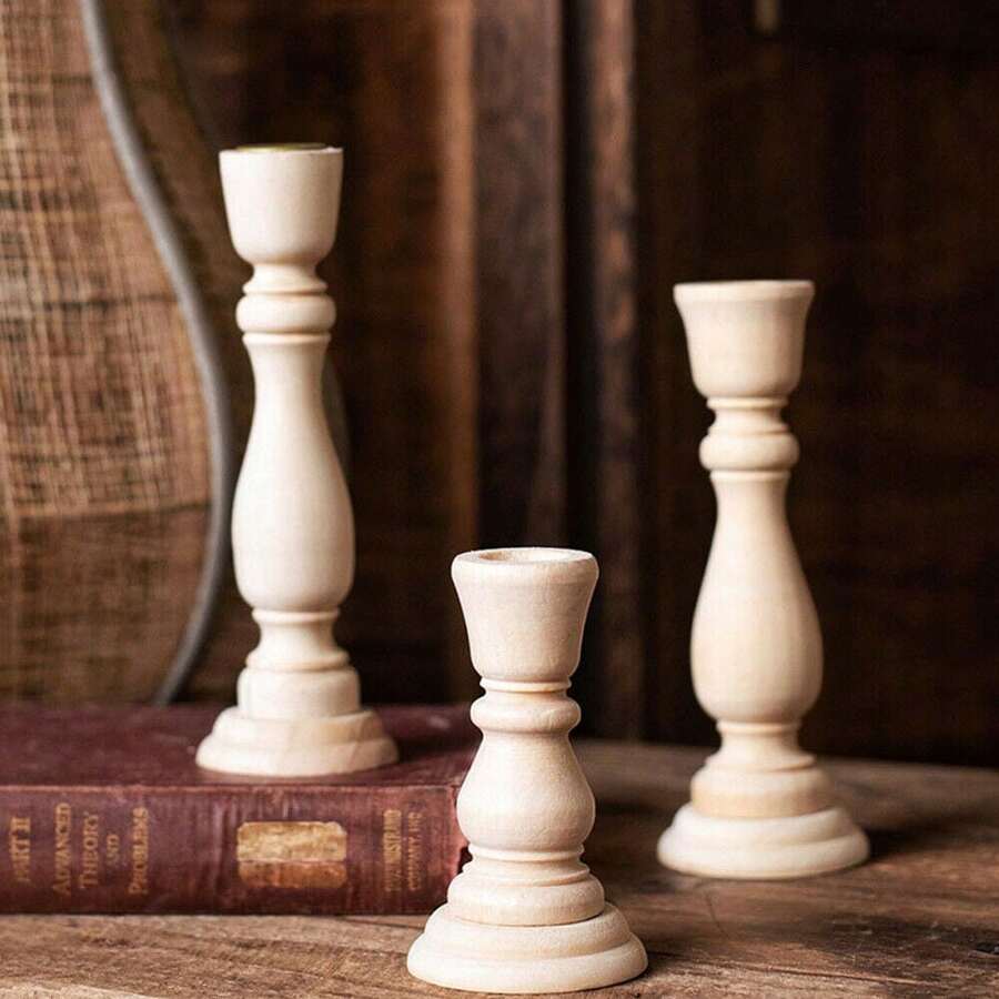3 tailles Bougeoirs en bois vintage Bougeoir de table Décoration de mariage à domicile
