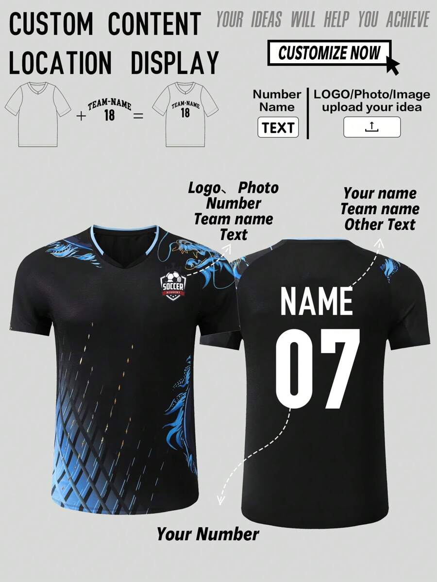 Customized Sportswear Soccer Jersey With Personalized Patterns,Logo,Name&Numbers,Suitable For Tween Boy School Training Spring/Summer