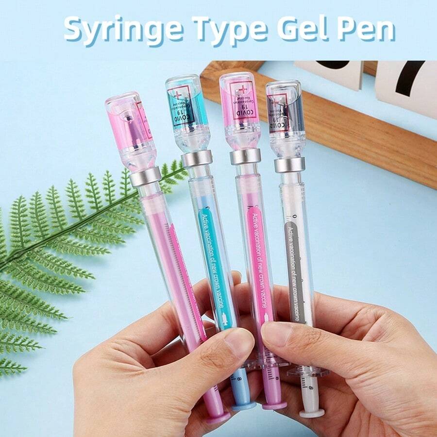 2 stuks/5 stuks willekeurige kleur spuitvormige gelpennen, nieuwe stressverlichtende handtekening balpennen, geschikt voor verpleegkundigen, artsen, studenten