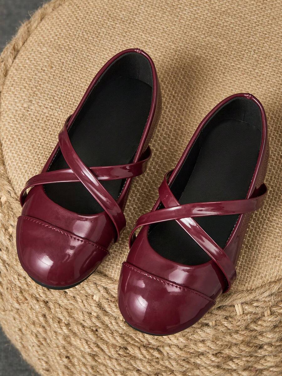 1 Paio di scarpe da vestire in pelle per bambine, colori rosso vino, rosso, verde, scarpe da principessa per scuola, eventi e feste, punta tonda, in morbida pelle, scarpe di bon ton, stile carino e alla moda per l'accademia