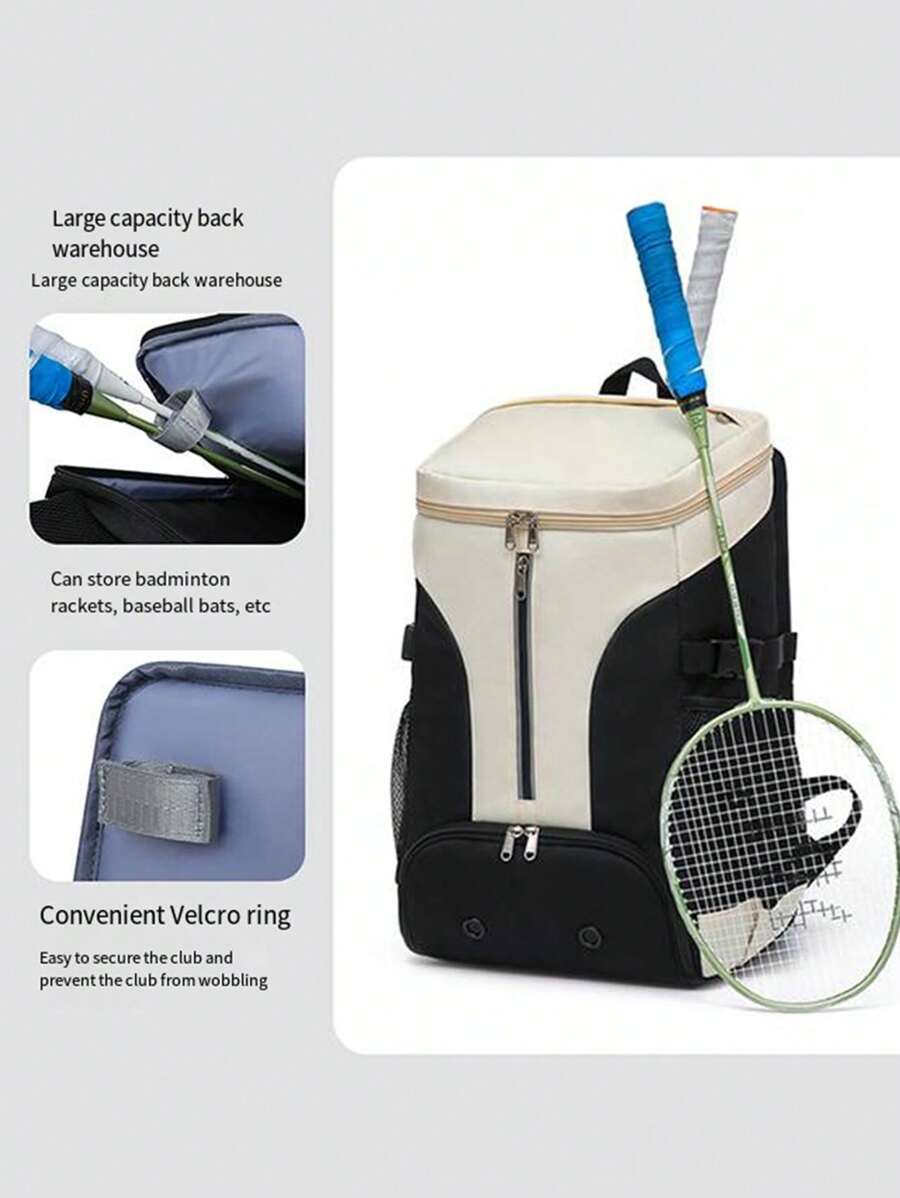1PC Daily Sports Training Backpack With Large Capacity And Light Weight, Badminton Backpack, Tennis Racket Bag, Basketball Bag, Independent Shoe Compartment, Outdoor Sports Backpack, Contrasting Color Design, Fashionable And Simple, Versatile Backpack, Suitable For Fitness, Yoga, Outdoor Sports, Short-Distance Travel