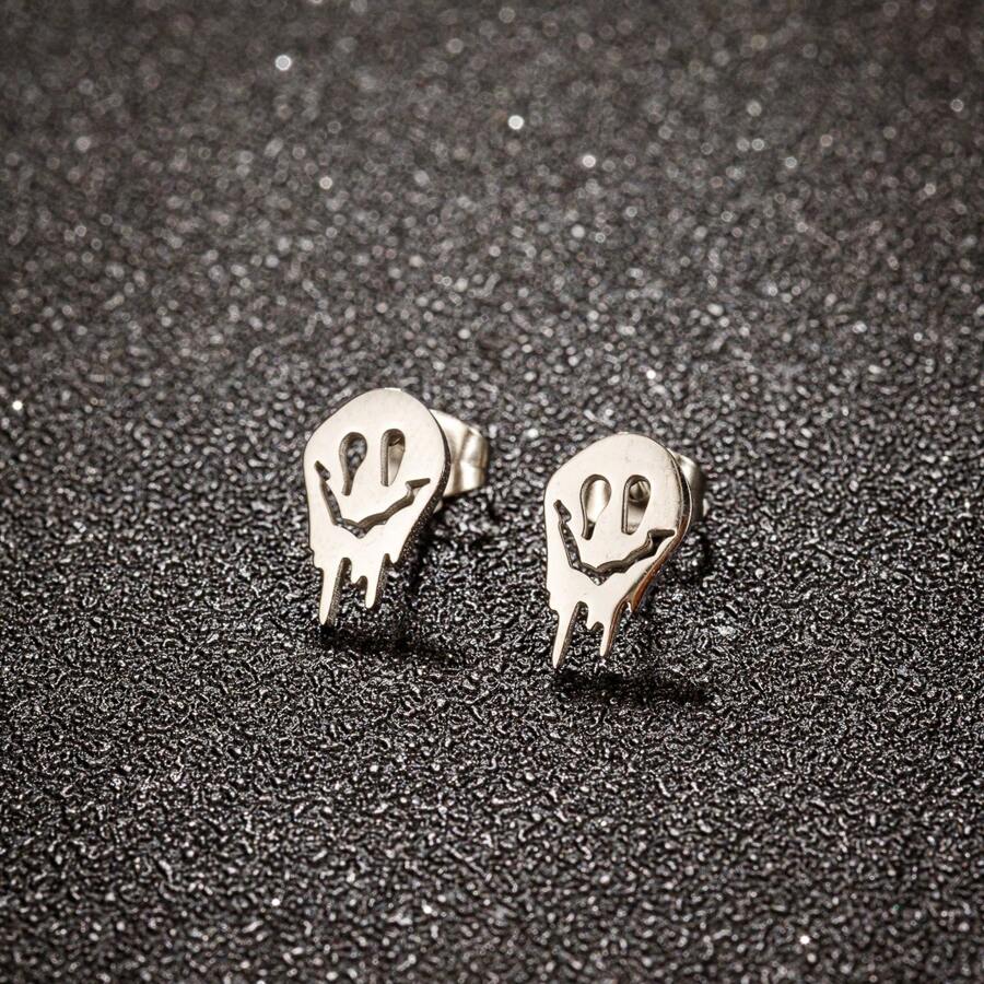 1 Pair Of Gothic Stainless Steel Stud Earrings For Men And Women Personalized Creative New Mini Small Earrings Punk Men/Women Jewelry