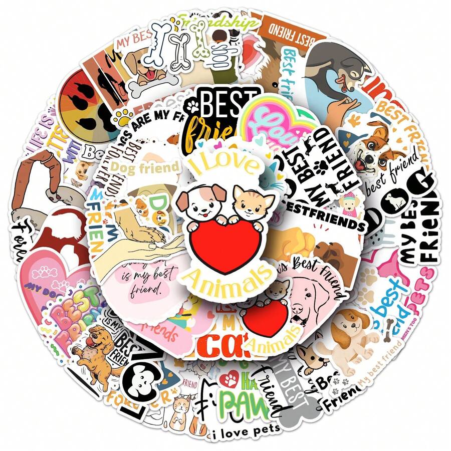 50 piezas Pegatinas con eslogan en inglés "Las mascotas son los mejores amigos de los humanos", diseño lindo y divertido, adhesivo, impermeable, para decorar maletas, botellas de agua, teléfonos, computadoras portátiles, monopatines, equipaje, cascos