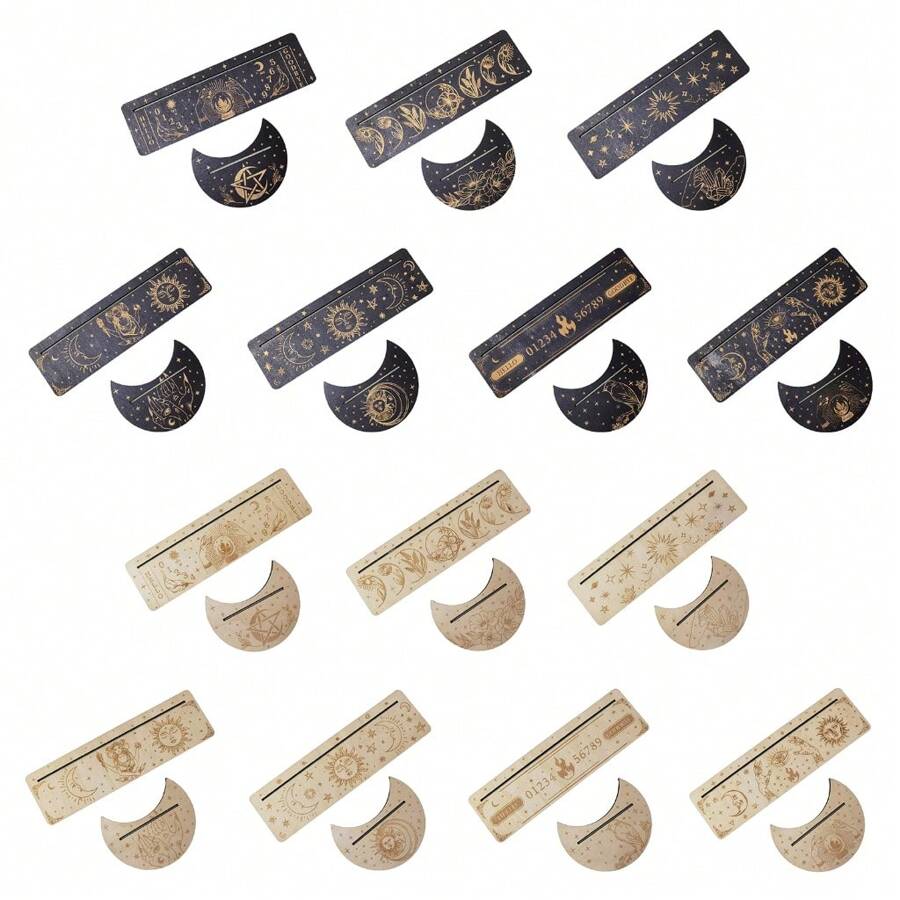 Soporte de madera para cartas de tarot con forma de luna y base rectangular, de 24,7 x 7,3 cm, para herramientas de adivinación de brujas