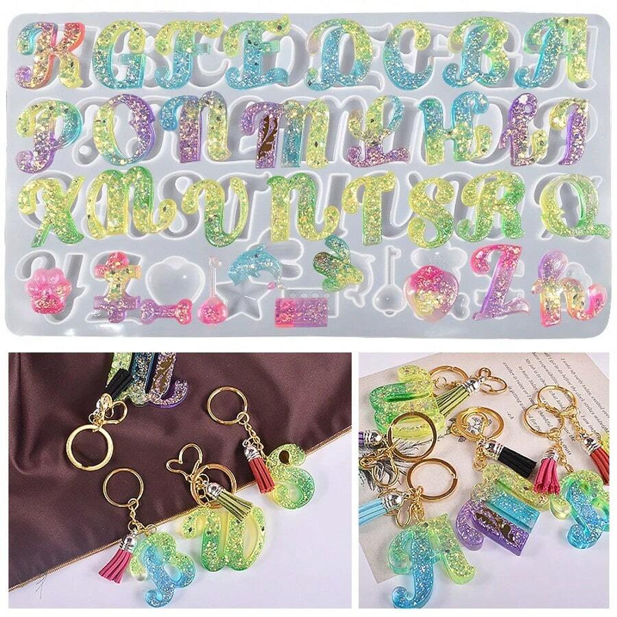 26 Letters A-Z Resin Silicone Mold Heart-Shaped Star Shaped Cat Paw Handmade Accessories DIY Pendant Necklace Earrings