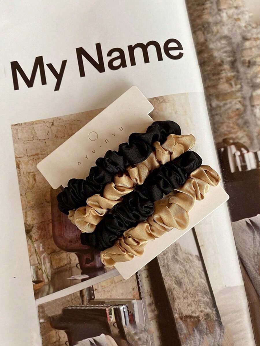 4pcs Solid Soft Elastic Hair Ties, No Damage Hair Scrunchies, Multi-Use Hair Bands Home Bathroom Decor