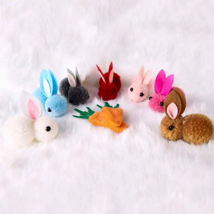 7 Pcs Easter Bunny Toys, Cartoon Rabbit Decorations, Suitable For Holidays & Mother's Day Gifts, Assorted Colors