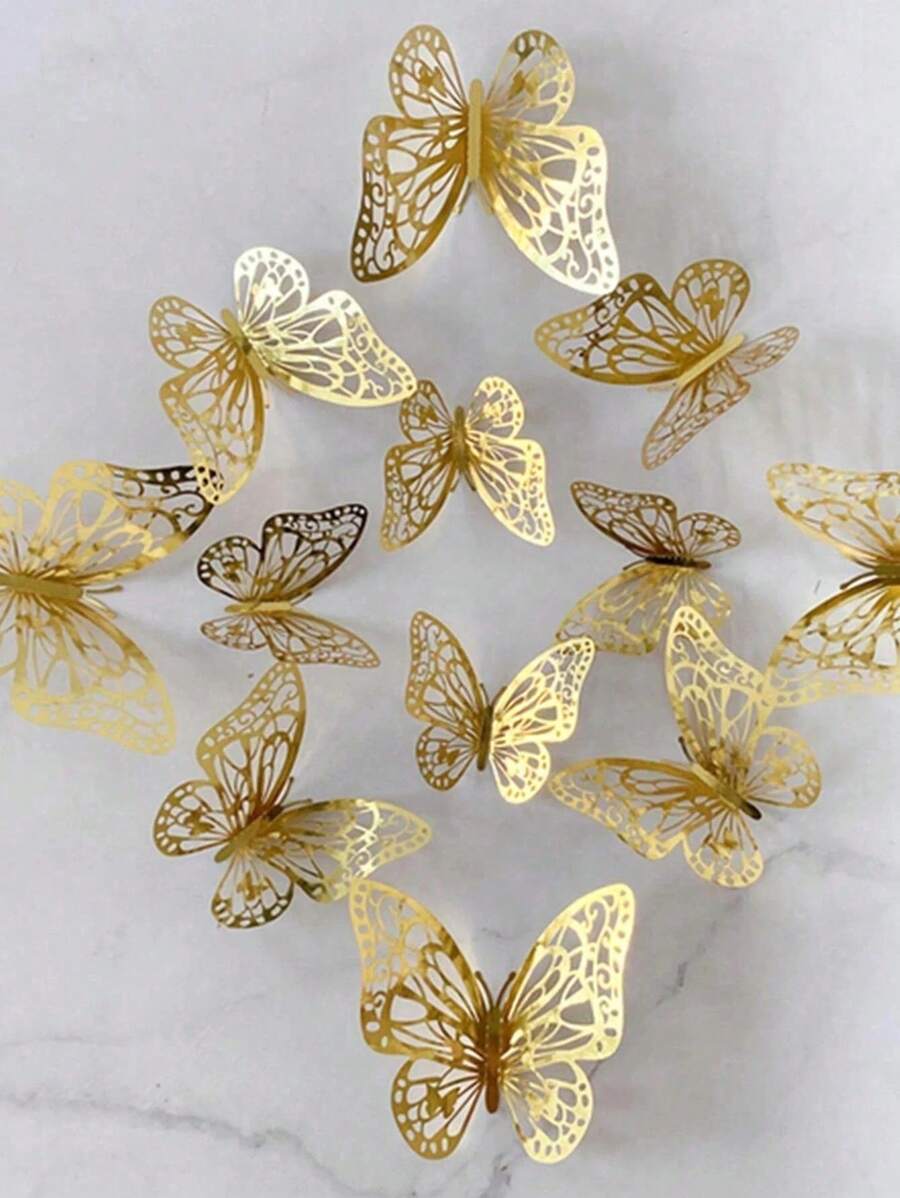 12Pcs/Set 3D Hollow Butterfly Wall Sticker ,Fridge Magnets,Wall Decor & Stickers,Cake Decor Toppers ,Wedding Decor Living Room Home Decor Butterflies Stickers Gender Reveal Party Decor,Fridge Magnets & Refrigerator Magnets.