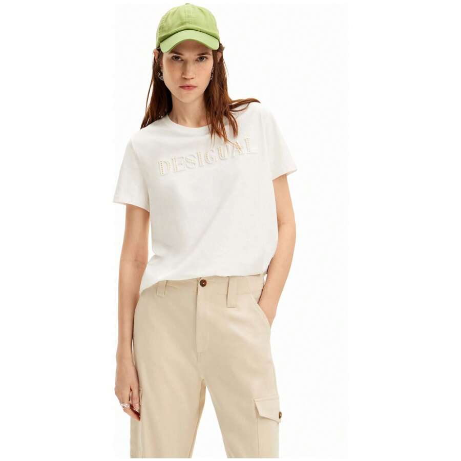 Desigual T-Shirt À Manches Courtes 24SWTK581000-WHT pour Femme en couleur Blanc ✅ Livraison en 3-5 jours