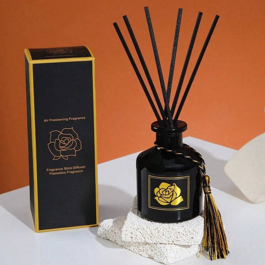 1 bottiglia/2 bottiglie Set diffusore di profumo senza fiamma, include 1 nappina e 6 bastoncini di bambù, ideale per la decorazione di casa e hotel