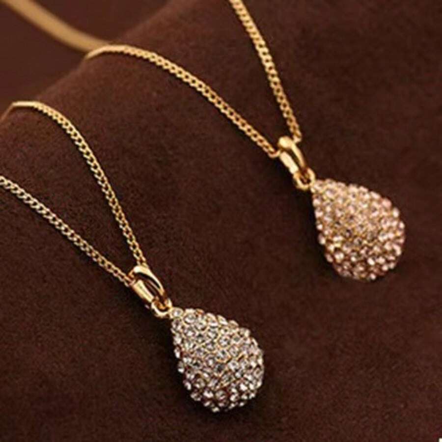 Elegante collar de mujer con gota de agua y rhinestones, collar joyería elegante y glamoroso, para fiesta y regalo, accesorios al por mayor
