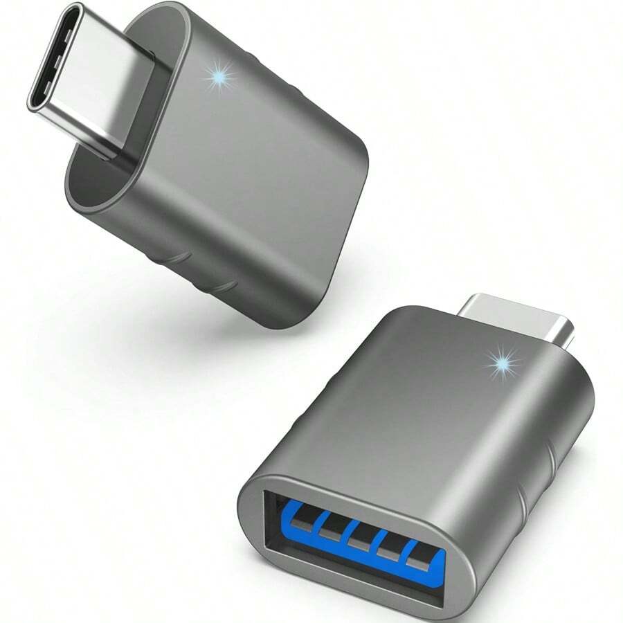 Gmobi USB C To USB Adapter Pack Of 2 USB C Male To USB 3.0 Female Adapter Compatible With MacBook Pro Air 2024, Microsoft Surface, IPad, Notebook, Del XPS And More Type C Devices,Space Grey
