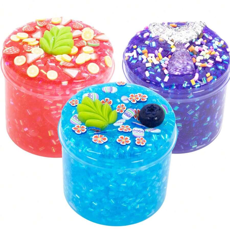 1 pieza Juego de regalo de slime con aroma a arándano crujiente y forma de cola de sirena, super suave y no pegajoso, perfecto para cumpleaños, regalos de fiestas, juguete de slime para niños