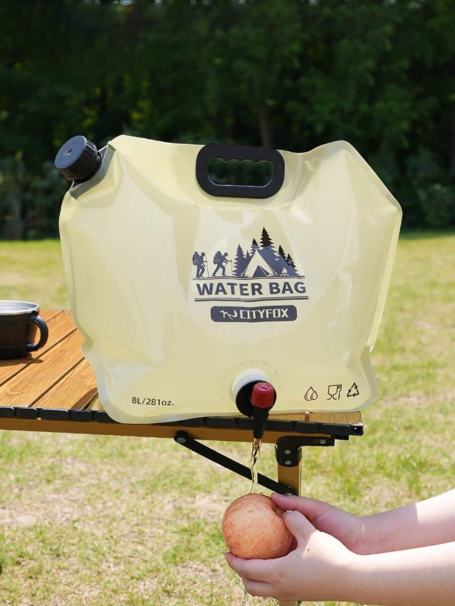 Outdoor Water Storage Bag 8L With Faucet Valve, Tourism Camping Large Capacity Portable Foldable Plastic Water Bag
