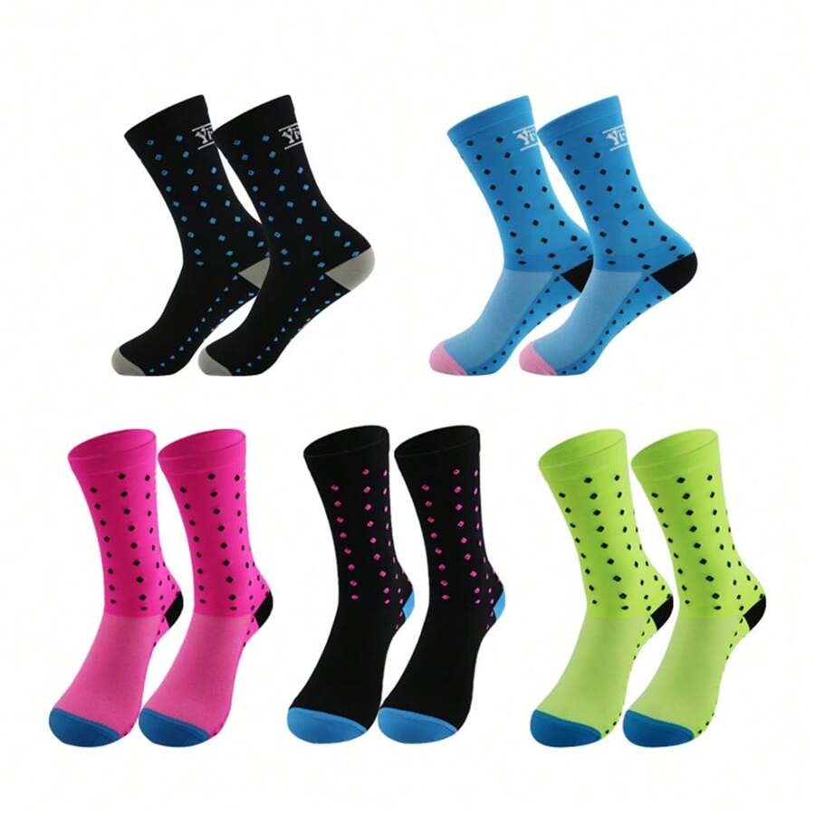 5 Pairs Boy's Sports Socks, Breathable Comfortable Moisture-Wicking Mid-Calf Socks Suitable For Soccer Players, Non-Slip