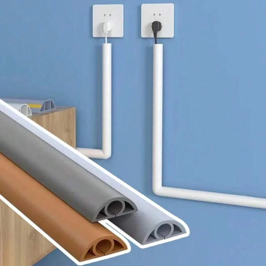 3mX2cm Floor Cable Cover PVC Cord Protector Self-Adhesive Power Cable Protector Extension Electric Wire Duct Slot Cable Manage