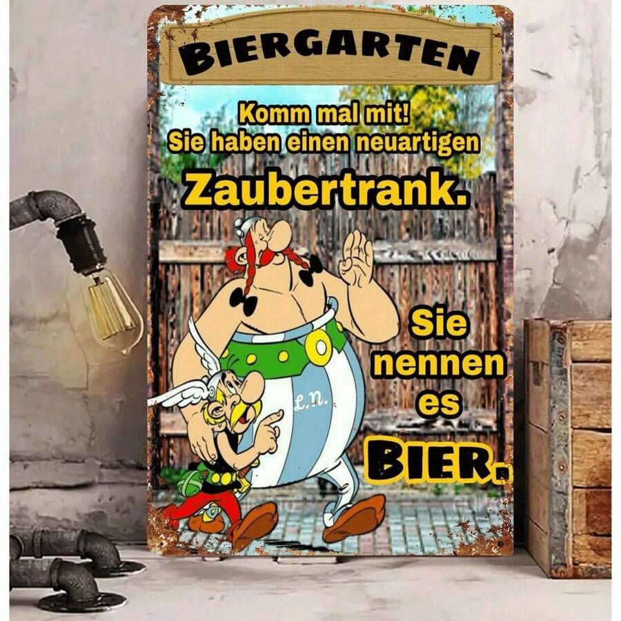1pc Humorous Beer Garden Metal Tin Sign, 20.32cm X 30.48cm Iron Wall Hanging Decor, Vintage Style Multipurpose Indoor/Outdoor Sign, English Text Farmhouse Bar Accessory