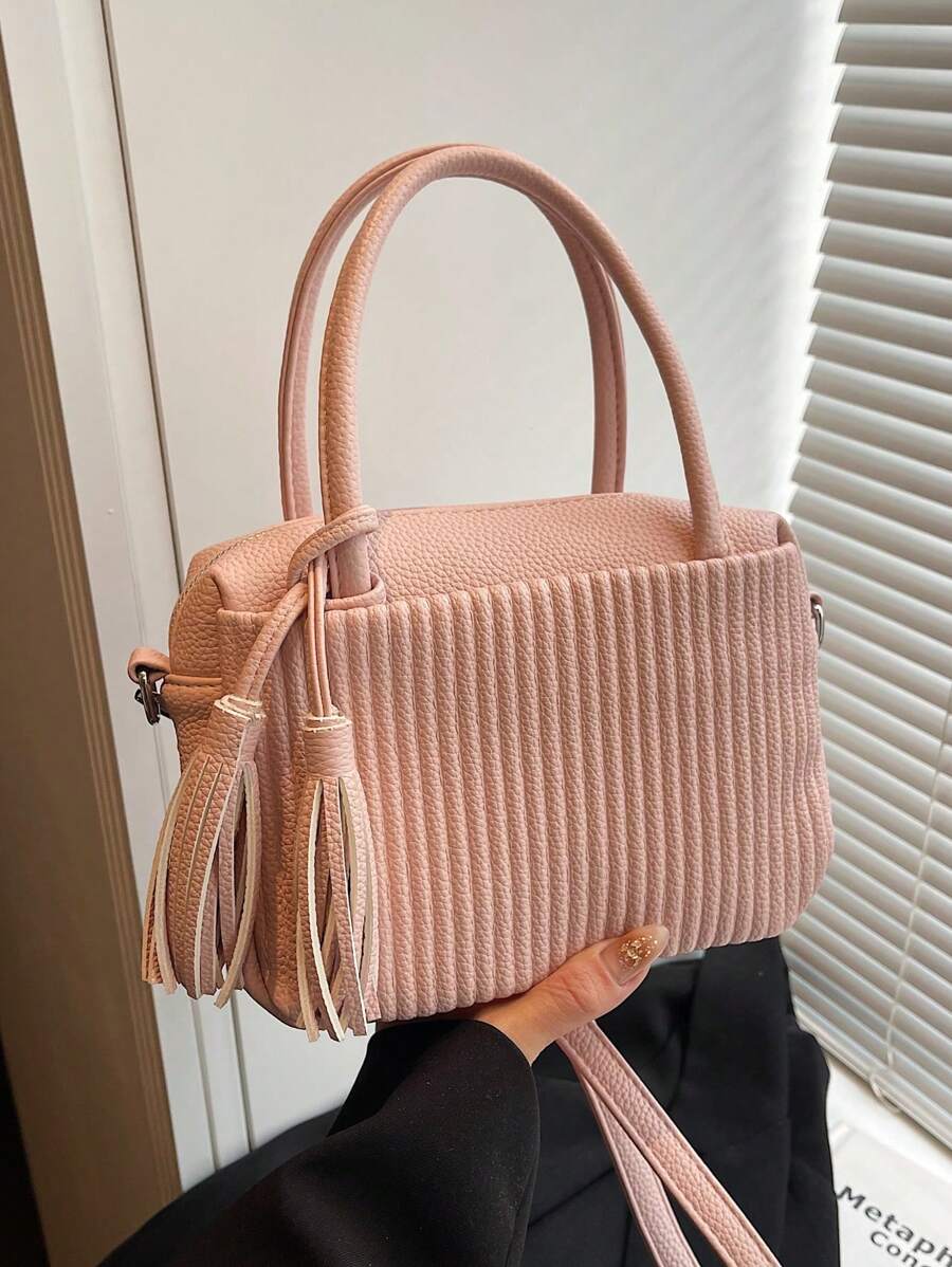 Stylish Tassel Decor Women Shoulder Bag, Casual Light-Weight Handbag, Minimalist Chic Crossbody Bag Suitable For Daily Use, Commuting, Shopping