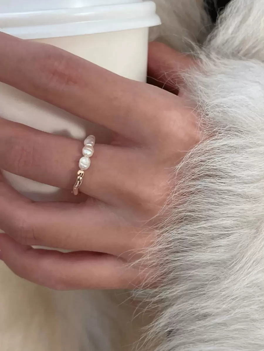1pc Fashion Pearl Golden Ring, Jewelry For Women Everyday Wear