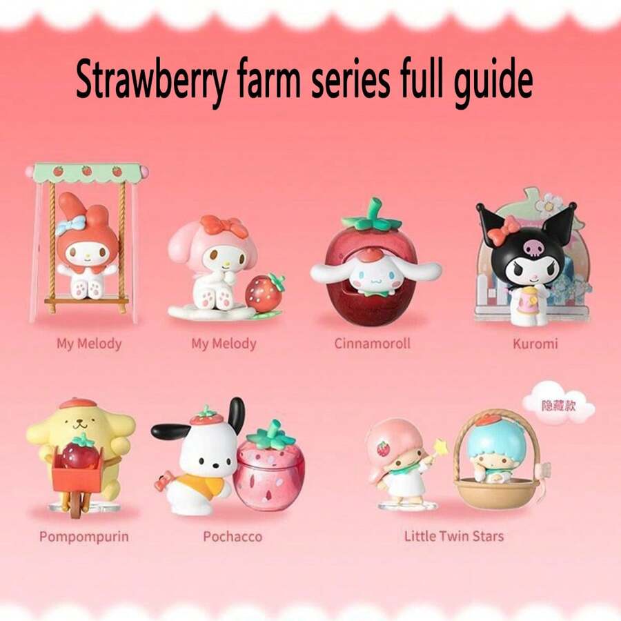 Sanrio Hello Kitty Strawberry Farm Plush Figurine Desktop Decor, Gift For Girls Birthday