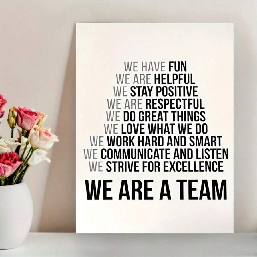 1pc Framed Painting, "We Are A Team" Inspirational Canvas Print, Unique Creative Wall Art Decoration, Living Room, Bedroom, Office, Restaurant, Bar Wall Decoration, Waterproof, Printed, Artwork, Perfect Gift And Decoration, 12*18inch