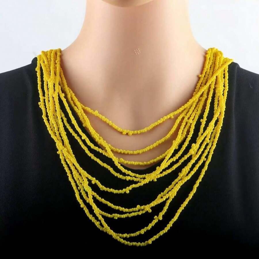 1 pieza Collar bohemio con cuentas de estilo elegante para uso diario y adecuado para el Día de San Valentín, regalo para vacaciones