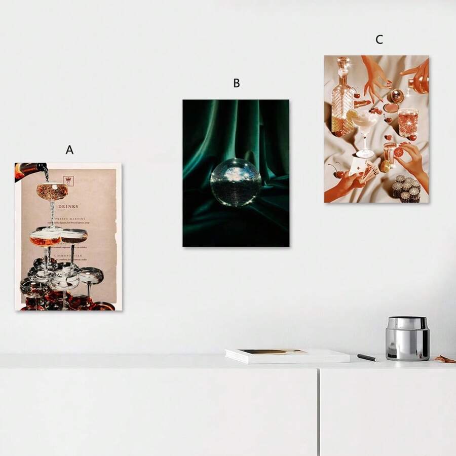 Set de 1 pieza/3 piezas de arte decorativo vintage, murales clásicos modernos con estética minimalista, aptos para apartamentos universitarios, salas de estar, dormitorios, aulas, cocinas, baños, carteles de arte de pared SIN marco