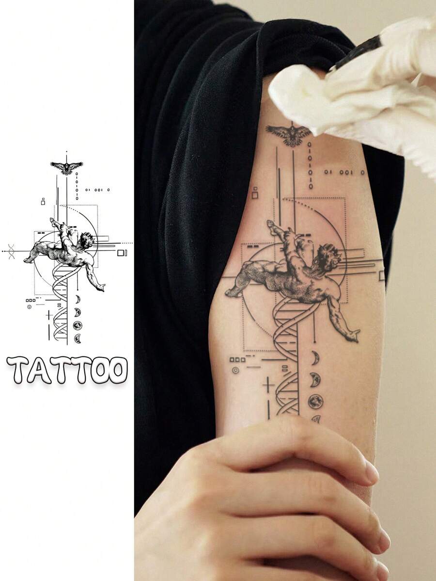 Tatuaje temporal de ángel caído, tatuaje impermeable, dura hasta 15 días, tatuaje falso, tatuaje semipermanente de ángel caído