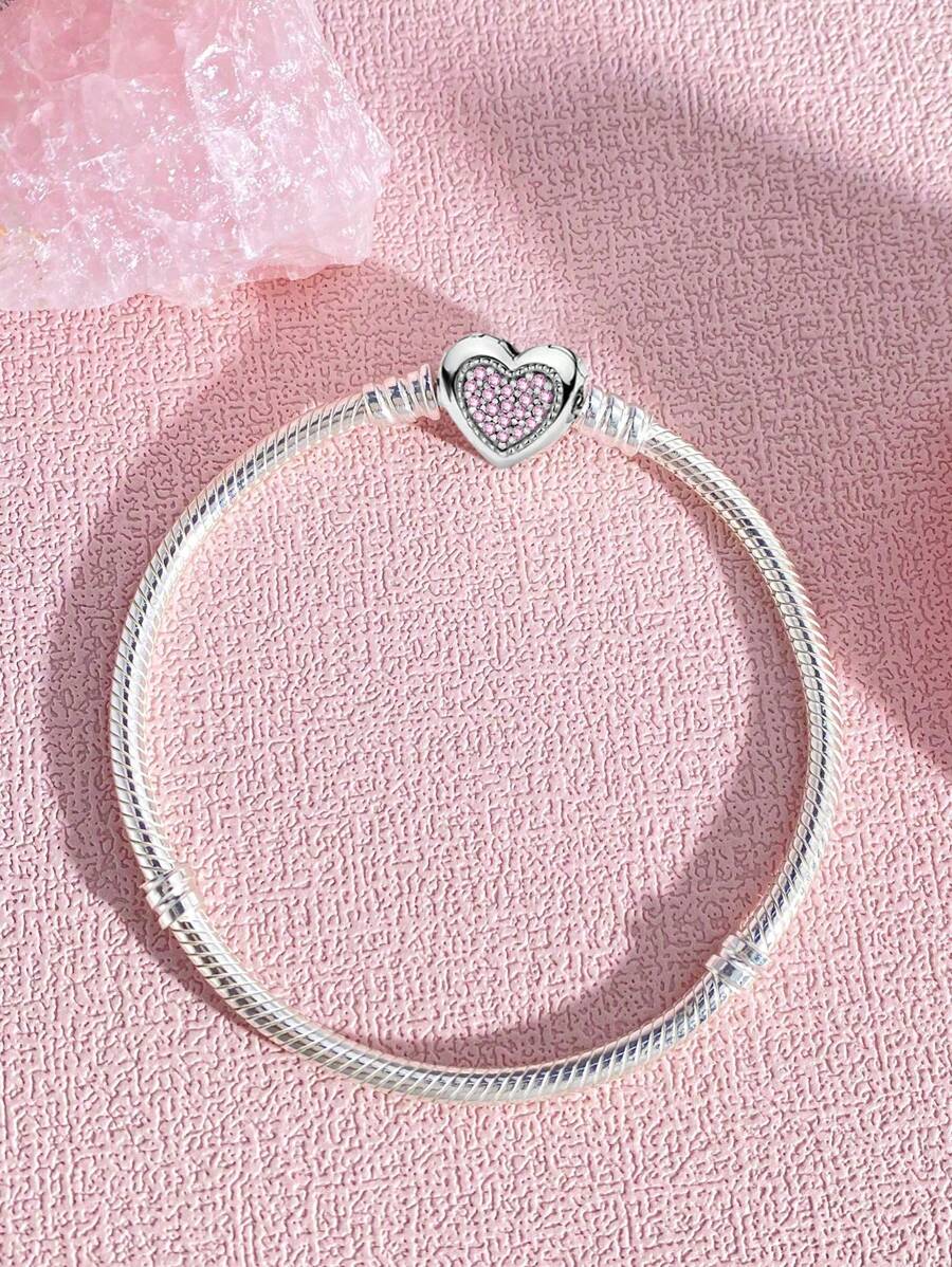 1 pièce Bracelet à la mode en forme de cœur pour femme en argent sterling 925, fabrication de bijoux fins pour cadeau